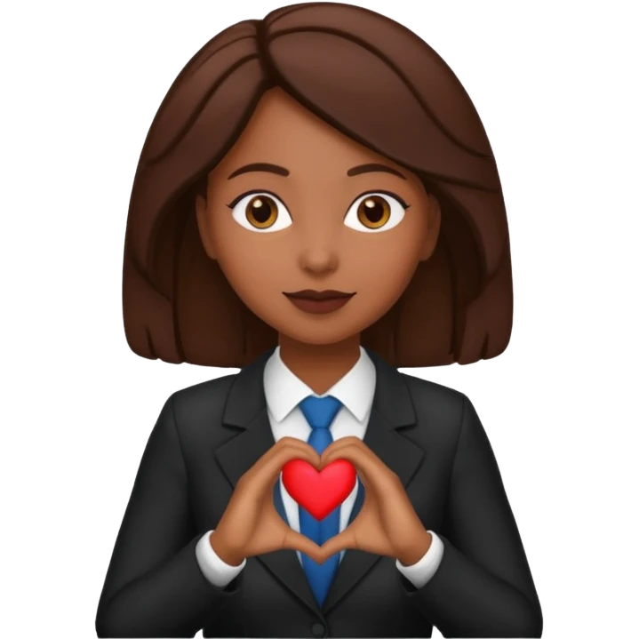 Black woman lawyer making heart shape with hands emoji