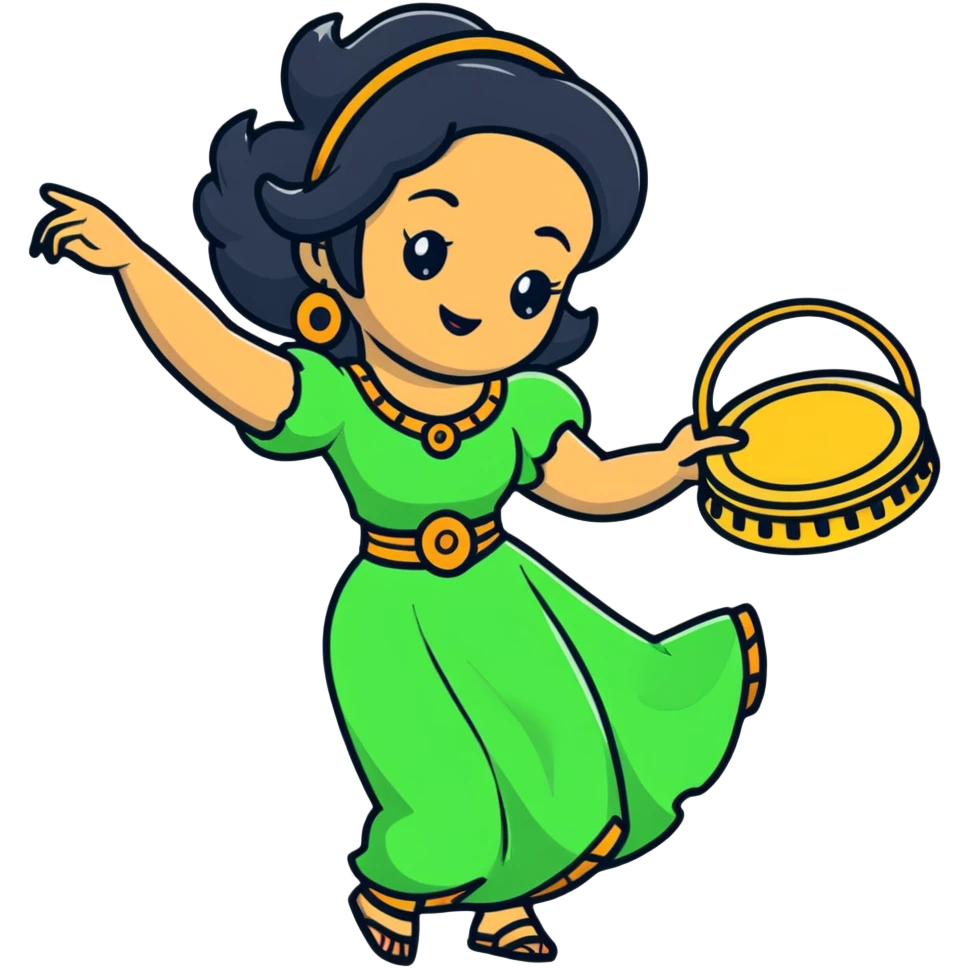 Esmeralda with tambourine dancing emoji