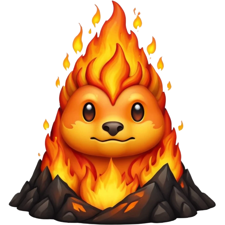 Un animal de volcan avec flammes emoji