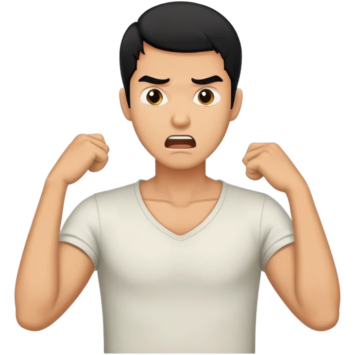 A man with black hair holding his neck like hes mad emoji