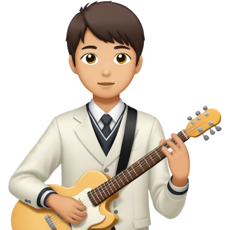 Japanese high school boy performing in a band at school cultural festival emoji