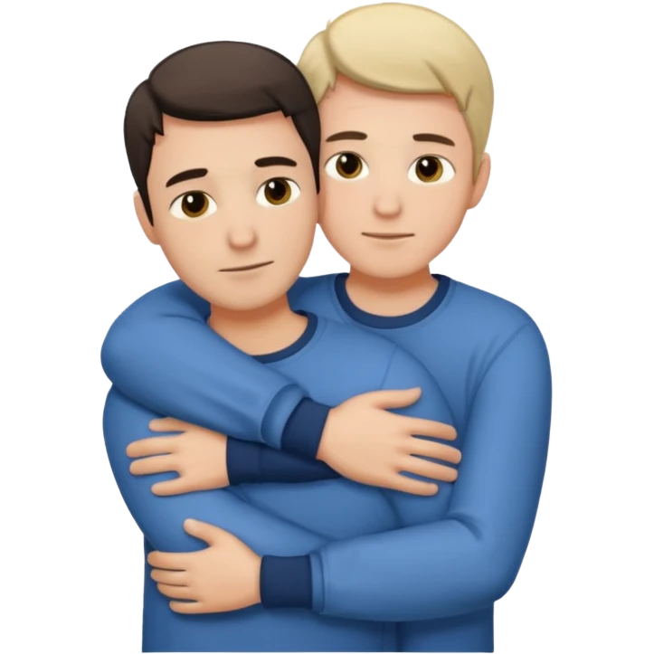 Two males hugging for comfort emoji
