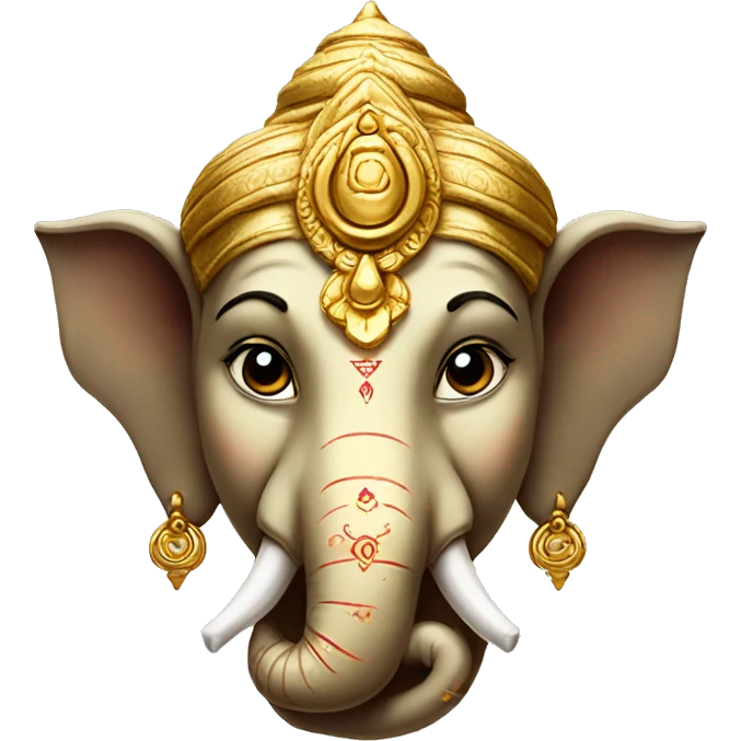 Ganesha head and ears wearing gold emoji