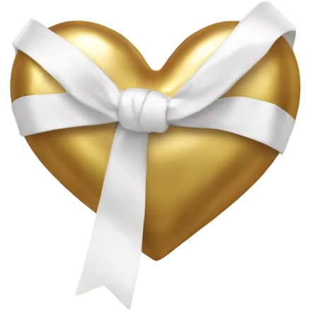 Gold heart with white ribbon emoji