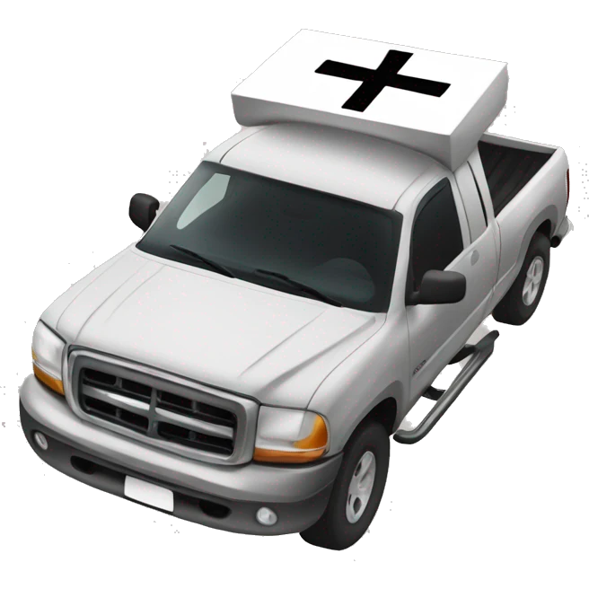 Lifted Pickup truck with Christian cross emoji