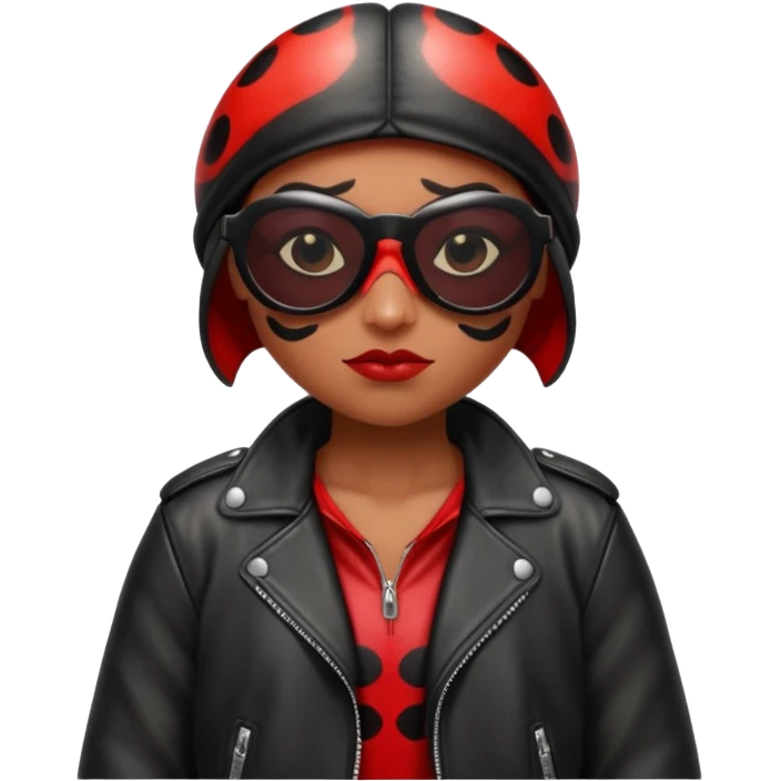 a badass villain ladybug beetle thug with sunglasses and a leather jacket emoji