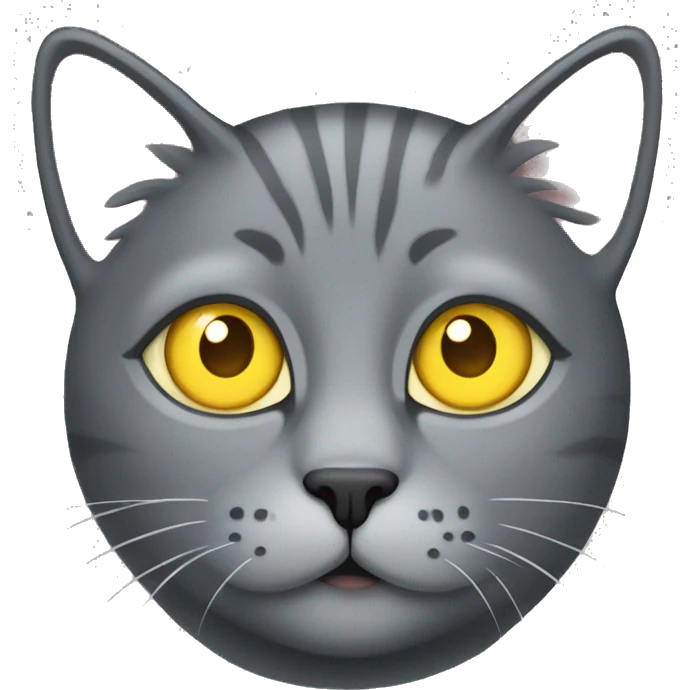 grey cat with yellow eyes, little bit plump  emoji