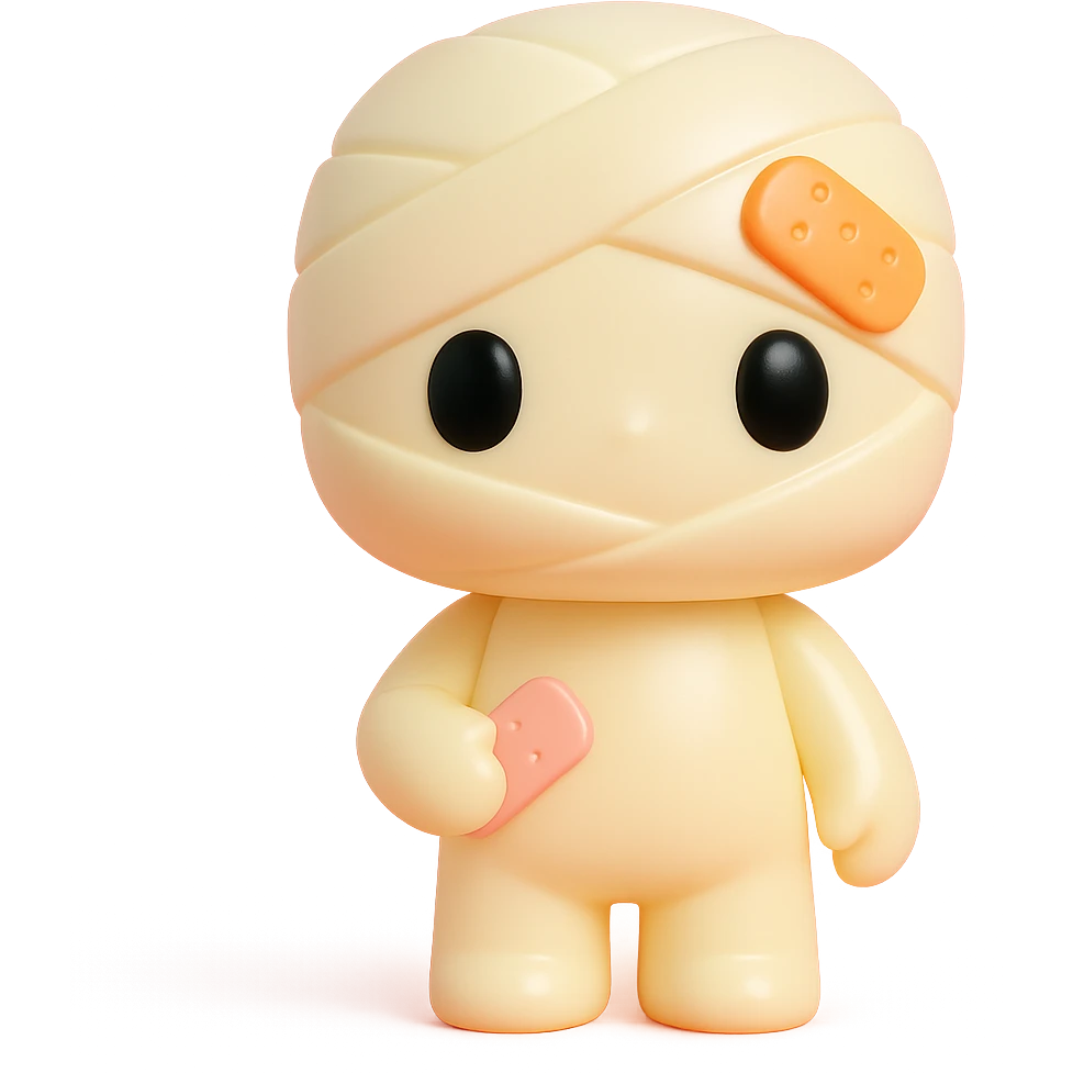 bandage collectible with chibi proportions, cute, vinyl figure style emoji