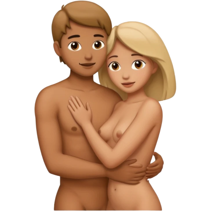 Sex emoji of a man and a woman, both naked and without clothes, so that their entire bodies are inside and they don't have pants. emoji