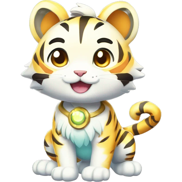 Colorful Shiny Kawaii Cute Celestial Tiger-Fakémon-Pokémon full body emoji