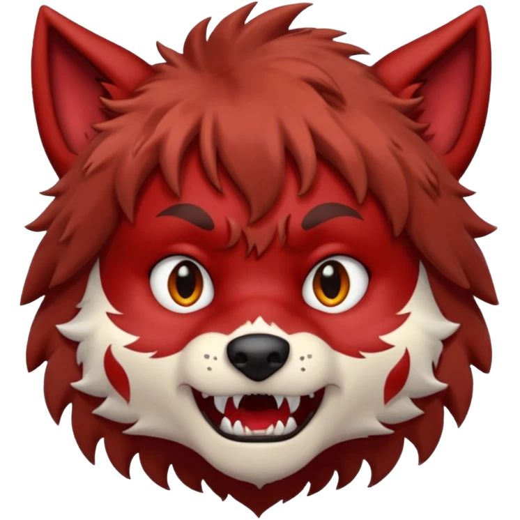 Wolf Boy Red Scared emoji