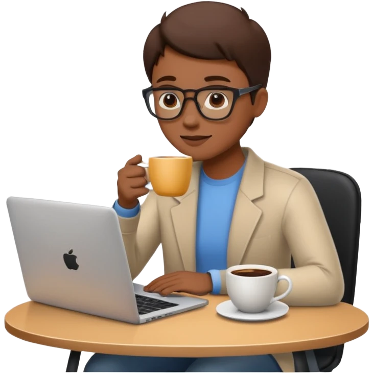 Working remote with coffee emoji