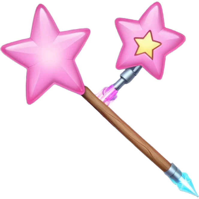 wand with pink heart shooting star effect emoji