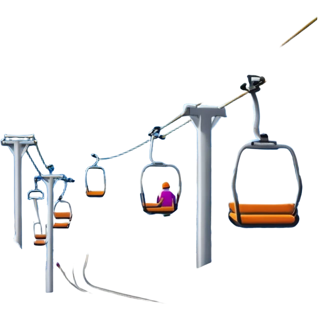 ski resort with snow-covered mountains and skier, ski lift scene emoji