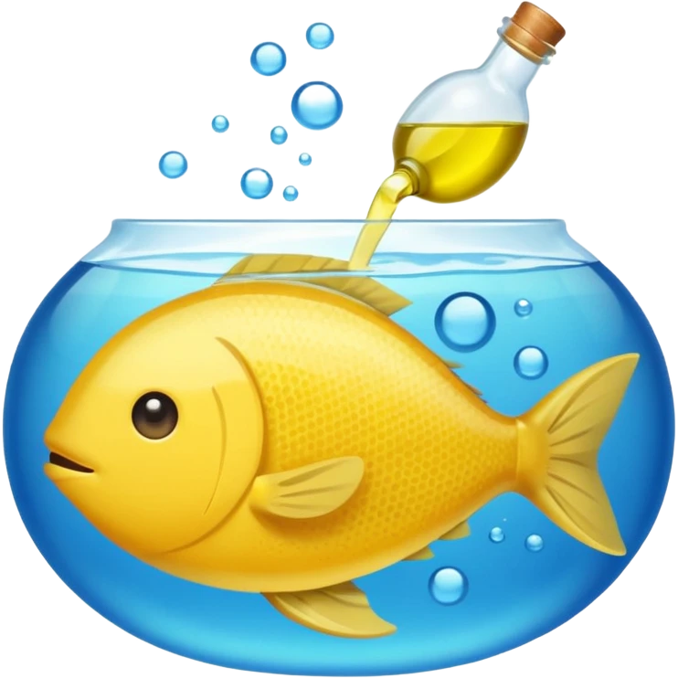 Mediterranean cuisine humanless avatar in clean emoji-style illustration. Olive oil, fish, lemon, blue and sunny colors, light and fresh mood, flat design, high contrast. emoji
