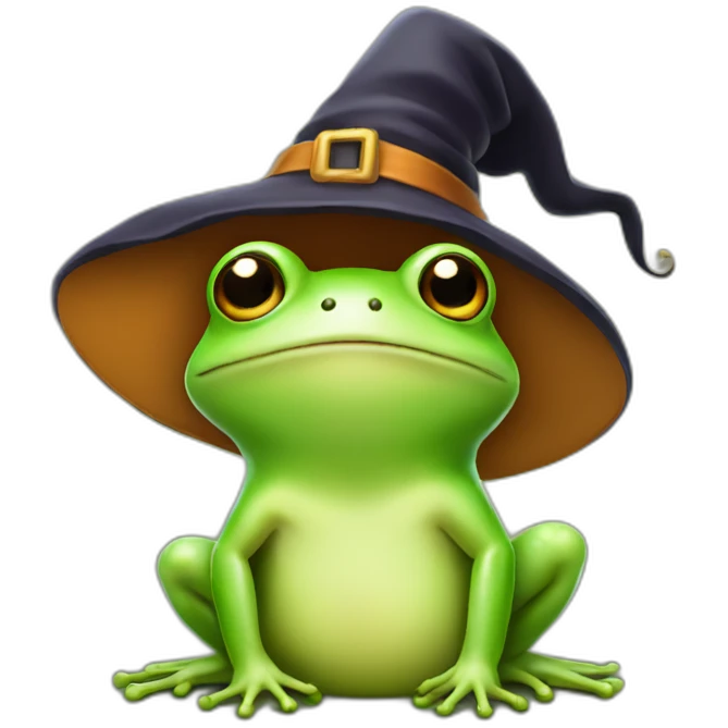 cute frog in a witch hat emoji