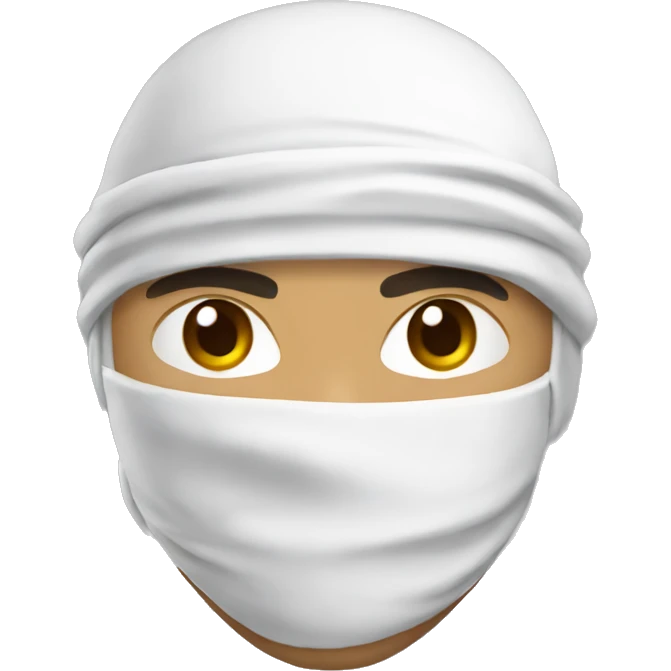 white ninja emoji with midtone skin emoji