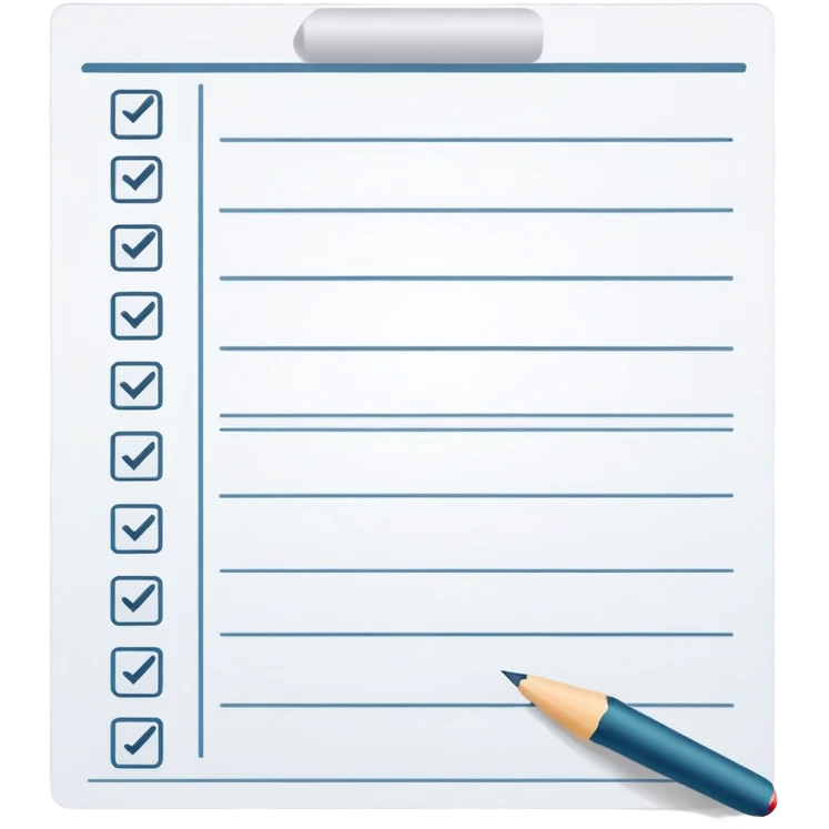 worksheet-style paper with checkboxes and horizontal lines, like a classroom handout emoji