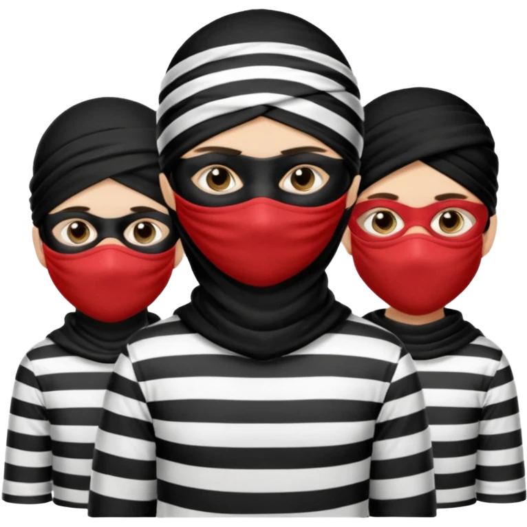 3 theif robbers emoji,Stripped shirt,eye mask, black head. emoji