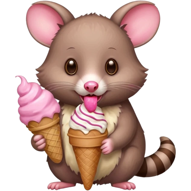 Possum eating icecream emoji