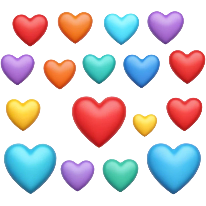 Corazones  variedad de colores en 3d
 emoji