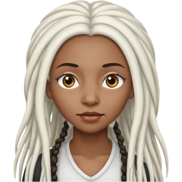 black woman with gray eyes with long white dreadlocs emoji