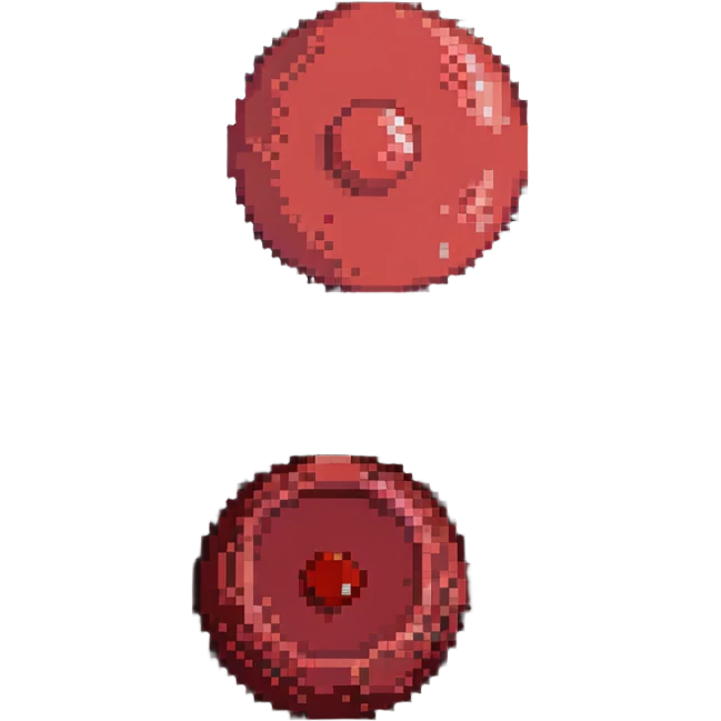 Pale red blood cell next to a normal red blood cell showing anemia comparison emoji
