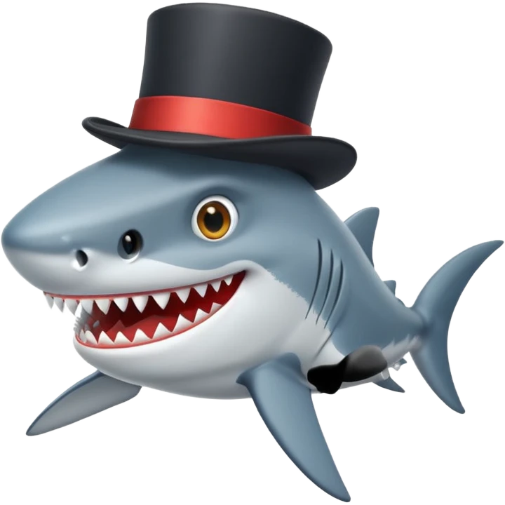 Shark with a top hat emoji