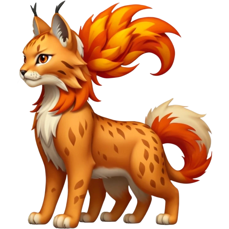 Fire-type Fakémon-Lynx full body emoji