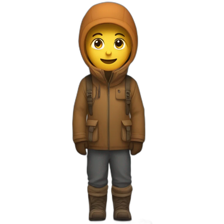 une personne qui skie sur une montagne toute maron emoji