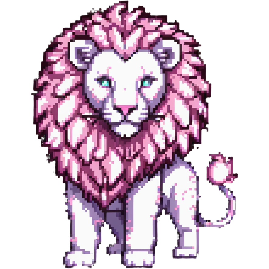 Pink magical lion with sparkles and glowing mane emoji