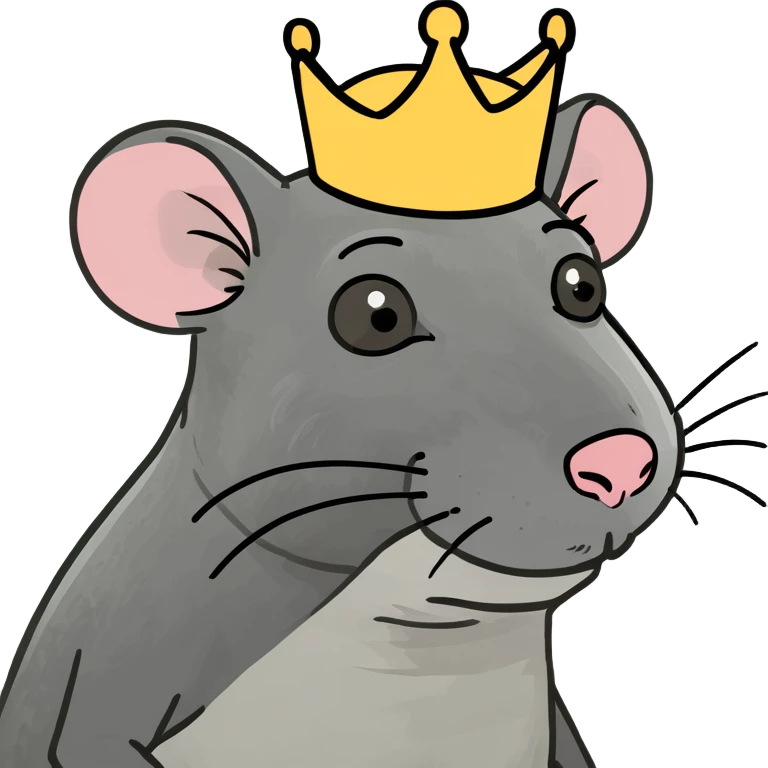 A rat with a crown emoji