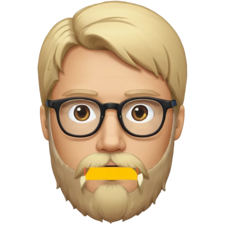 bearded long haired blonde man with eyeglasses emoji