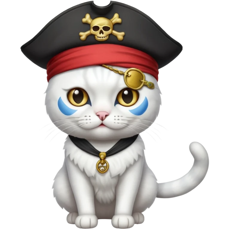 Pirate white cat full body  emoji