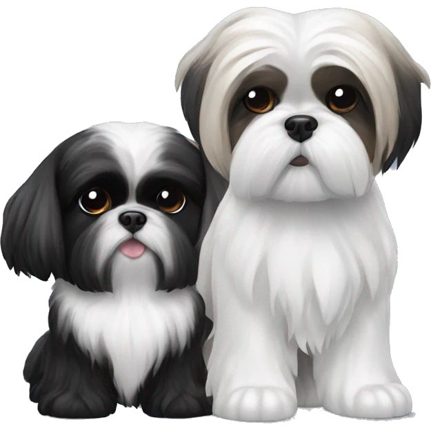 Shih tzu black and white and shi tzu black emoji