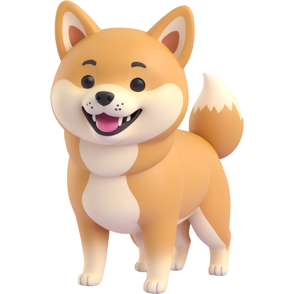shiba inu standing, laughing emoji