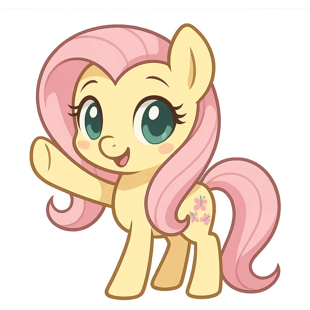 Fluttershy waving a hoof emoji