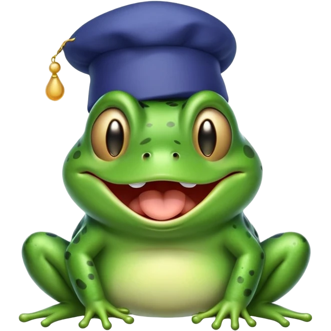 sleepy frog with nightcap yawning cutely emoji