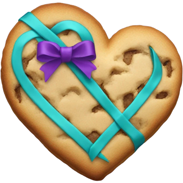 Cookie heart with teal purple support ribbon emoji