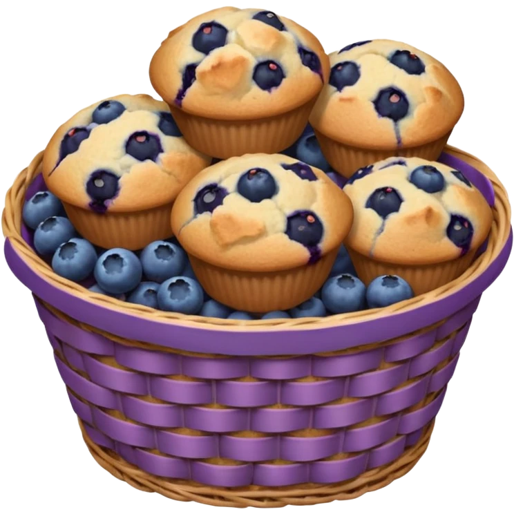 Basket of blueberry muffins emoji