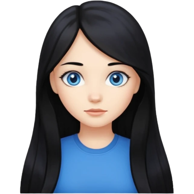 Girl with long black hair and blue eyes emoji