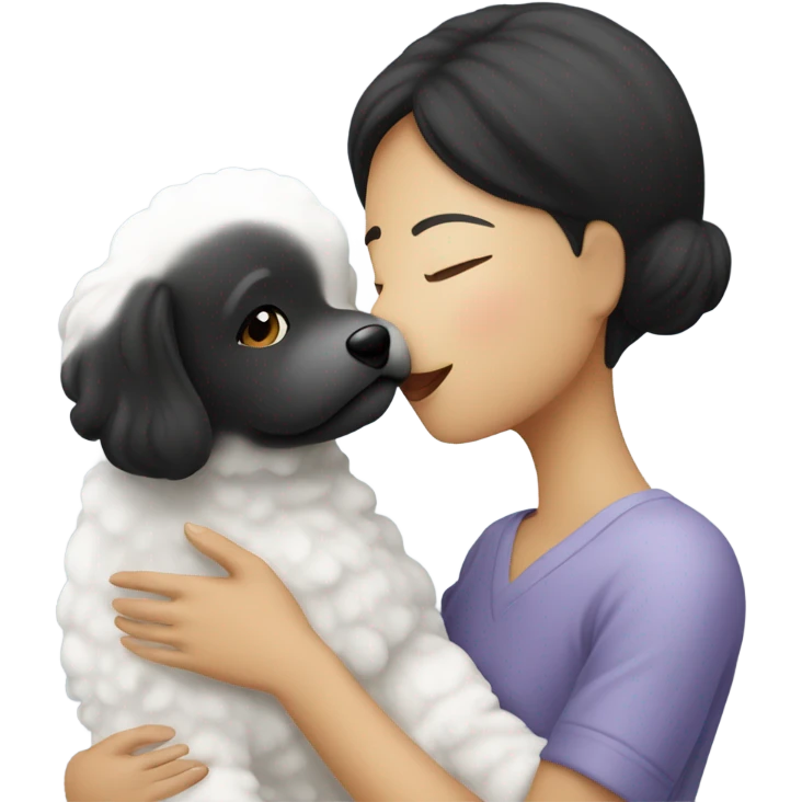 A bichon kissing an Asian woman  emoji