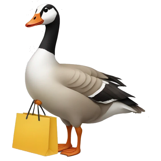 Goose carrying shopping bag emoji