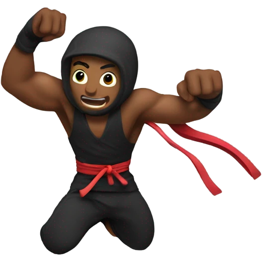 male Ninja Warrior athlete punching, captured mid-air emoji