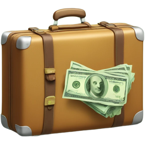 suitcase with face emoji with money in mouth emoji