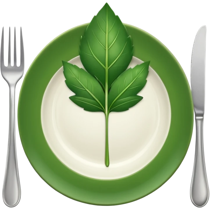 plate with a green leaf and fork emoji