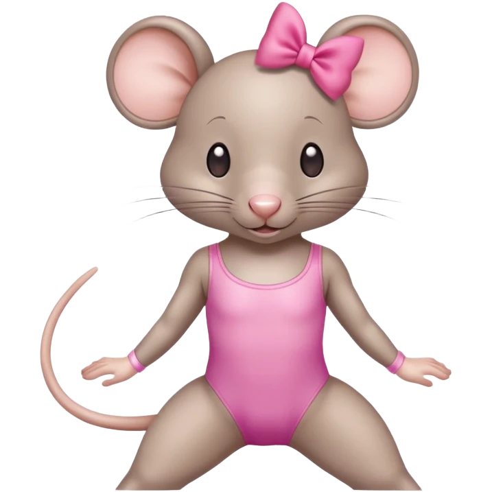 rat with a pink bow wearing a gymnastics leotard emoji