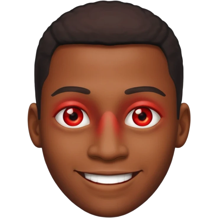 A black guy with red eyes smiling  emoji