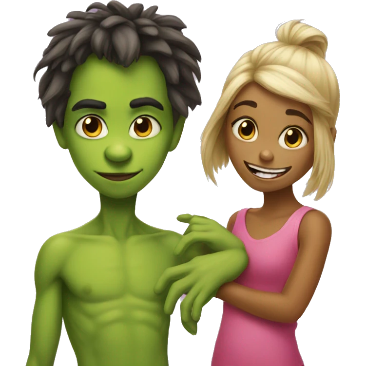 Girl and boy grinch emoji