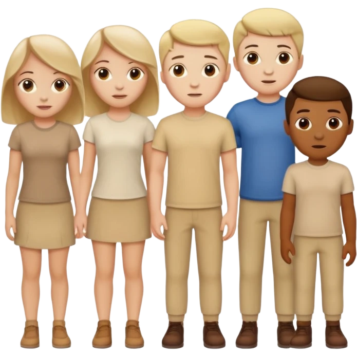 4 white girls and 2 white boys in beige clothes emoji